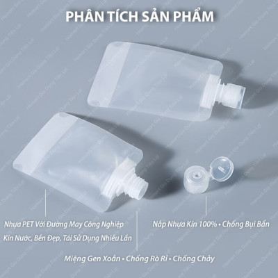 Túi Chiết Mỹ Phẩm Du Lịch Chiết Dầu Gội Sữa Tắm PET Nắp Kín Chống Rò Rỉ Tái Sử Dụng Tiện Lợi