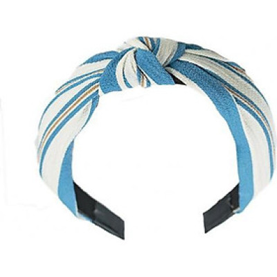 Bờm cài tóc turban nữ kẻ xanh trăng bản to BN17