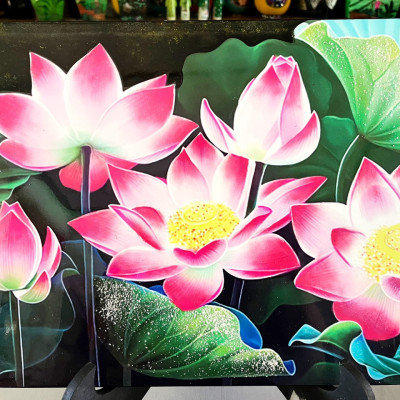 Tranh Sơn Mài - HOA SEN | Size 30x40 cm | Tinh Hoa Nghệ Thuật Việt – Thanh Tịnh và Trang Nhã
