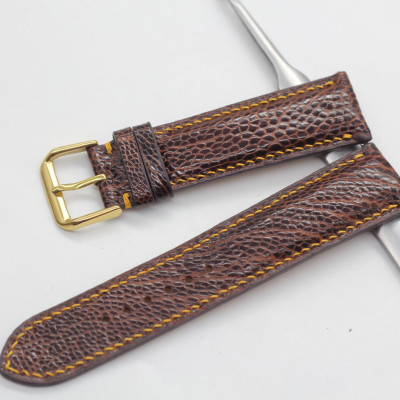 Dây Đồng Hồ Da Đà Điểu Thật Cao Cấp Songhan Leather HANDMADE Màu Nâu Khóa Kim , Bảo Hành 6 Tháng WSOT-01