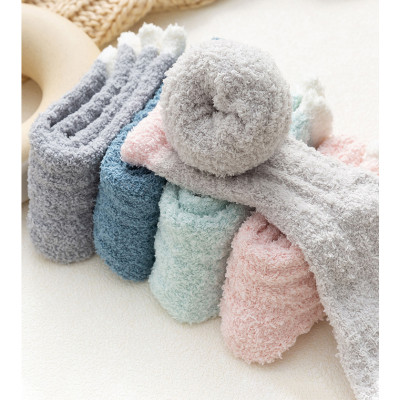 Combo 5 đôi Tất vớ cổ cao nữ chất len bông tất lông cừu siêu dày màu xinh