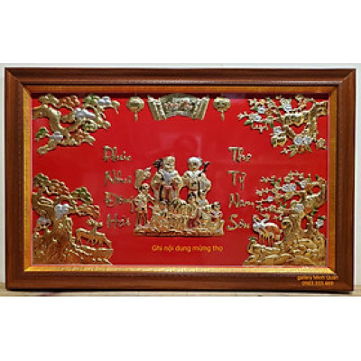 TRANH ĐỒNG VÀNG NGUYÊN CHẤT-MỪNG THỌ CỤ ÔNG-CỤ BÀ-ÔNG BÀ