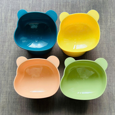 BÁT ĂN CHỐNG GÙ HÌNH GẤU DỄ THƯƠNG CHÂN CAO BẰNG NHỰA CHO THÚ CƯNG CHÓ MÈO