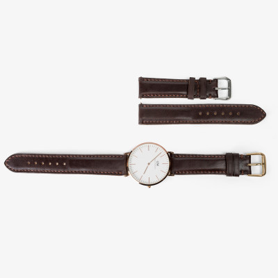 Dây đồng hồ da bò Bụi Leather D101- Da thật khâu tay thủ công cao cấp - Bảo hành 12 tháng