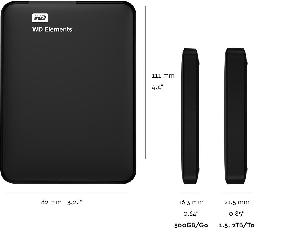 Ổ Cứng Di Động WD Elements 1TB 2.5 USB 3.0 - WDBUZG0010BBK - Hàng Chính Hãng