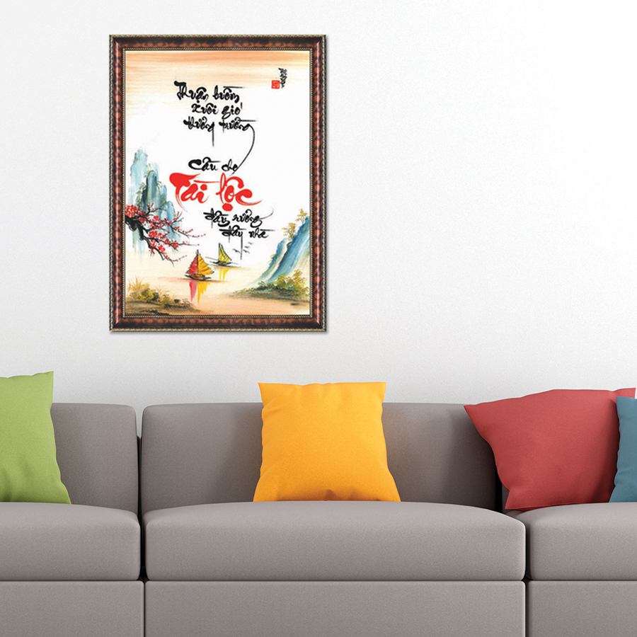 Tranh Thư Pháp TÀI LỘC ĐẦY RƯƠNG ĐẦY NHÀ (TP_41X56-8) (41 x 56 cm) Thế Giới Tranh Đẹp