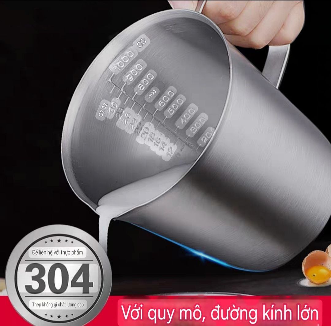 Ca định lượng có vạch CNC dõ nét Inox sus 304 cao cấp ( Ca đong nhiều size )
