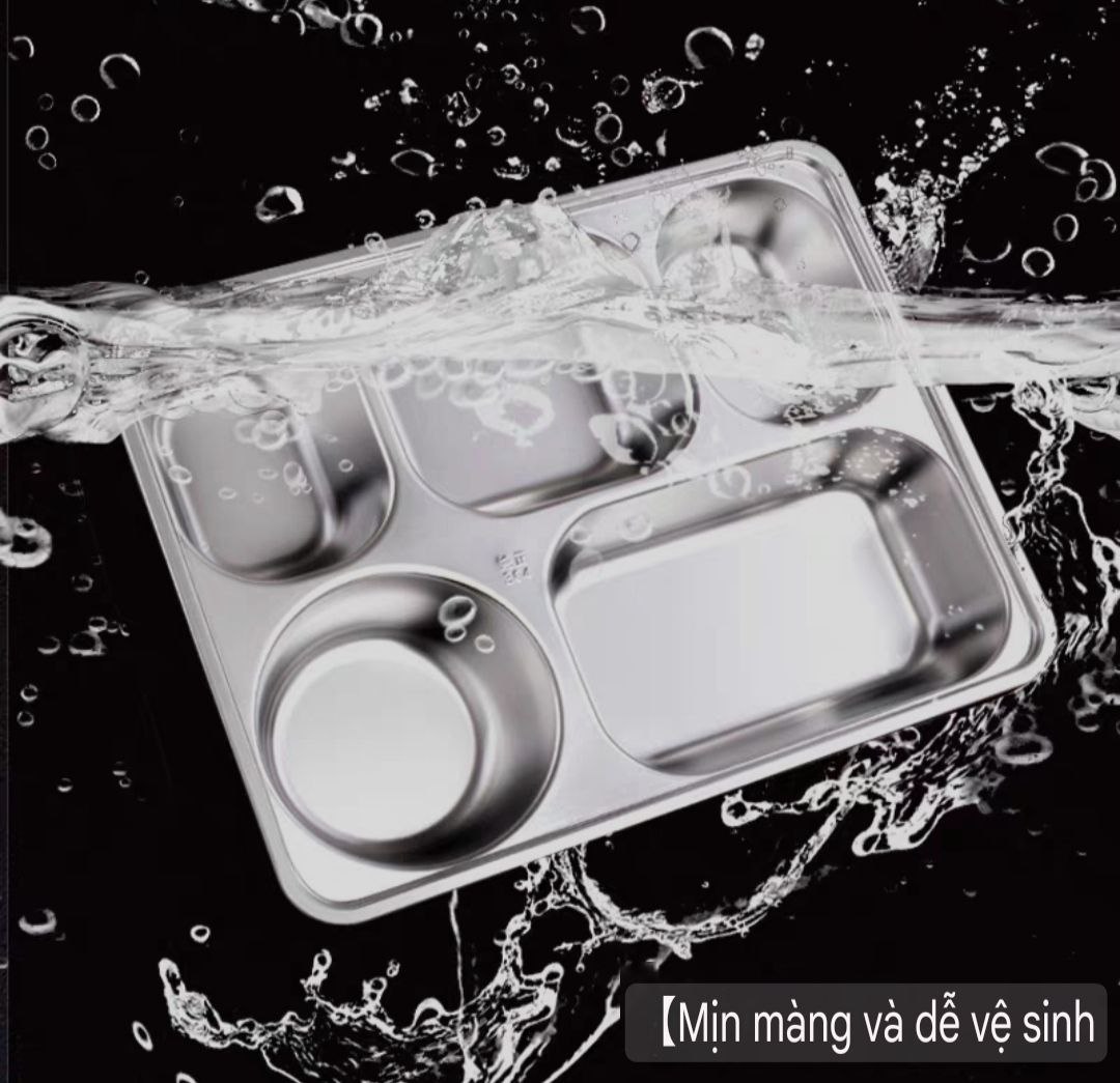 Khay Đựng Cơm Thức Ăn Inox 5 Ngăn Và 4 Ngăn sâu lòng - Khay Cơm Inox 304 ( Tùy Chọn Nắp Khay )
