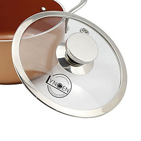 Nắp vung nồi chảo kính cường lực viền inox Lyncen xuất Nhật size 16/18/20/22/24/26/28/30cm 