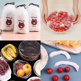 Com 2 túi 100 màng bọc thực phẩm bo chun co giãn thông minh , phù hợp mọi hình dạng ,giúp thực phẩm luôn tươi mới  tiện lợi tiết kiệm an toàn 