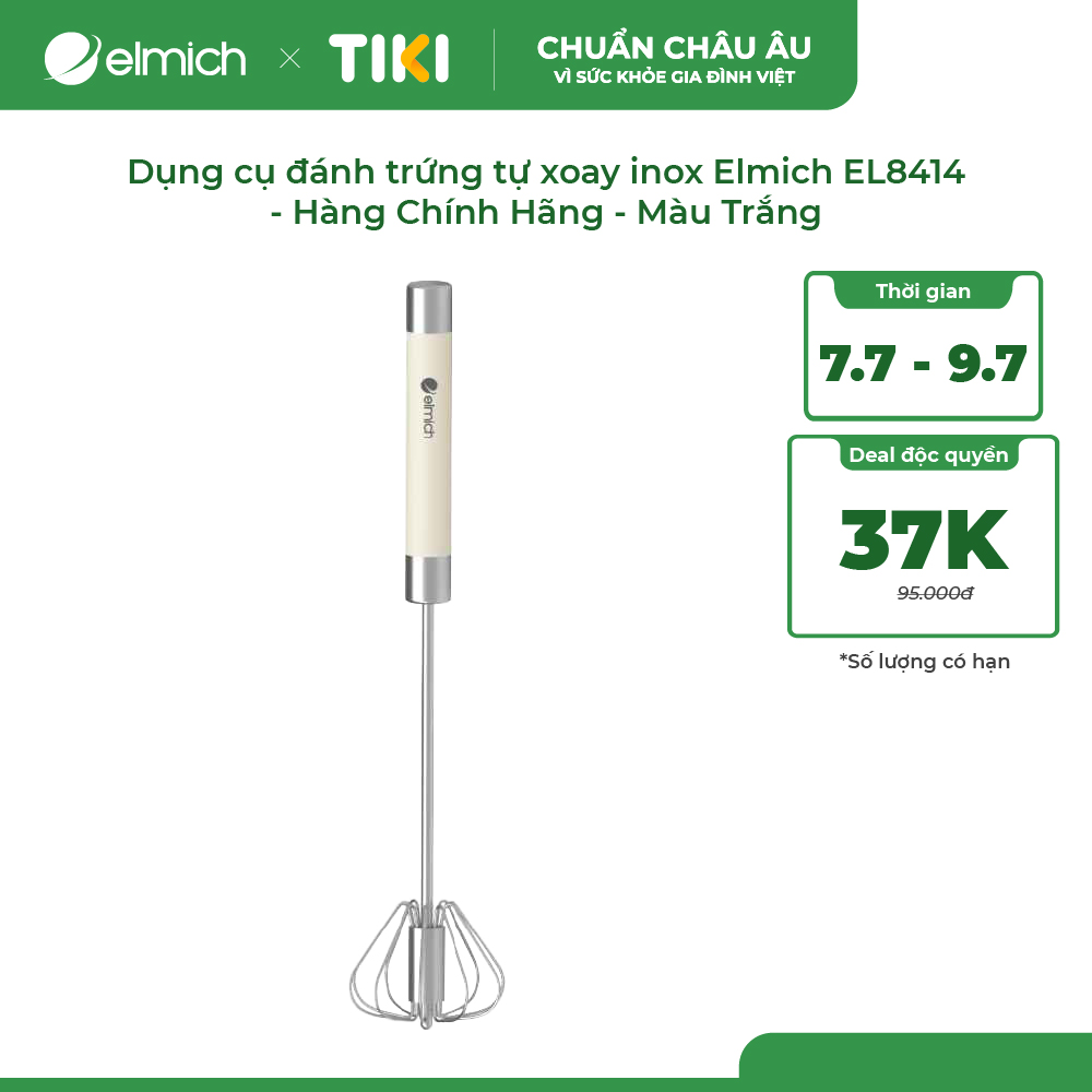 Dụng cụ đánh trứng tự xoay inox Elmich EL8414 - Hàng Chính Hãng