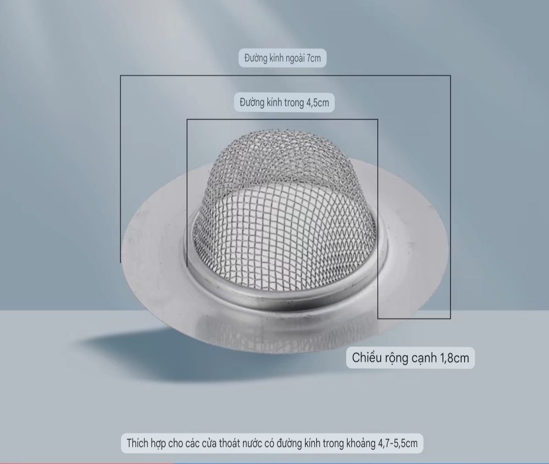 Dụng cụ lọc rác bằng inox tránh tắc nghẽn bồn rửa bát bền đẹp