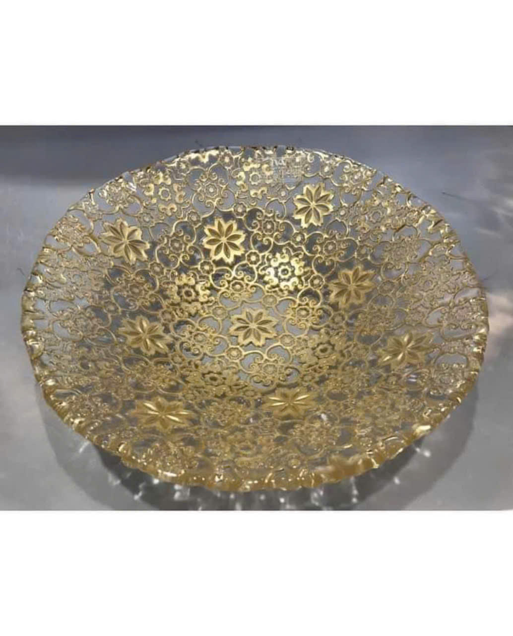 Đĩa sâu lòng Arabesque Centrepiece Gold Leaf IVV 41cm- họa tiết hoa vàng Hàng chính hãng