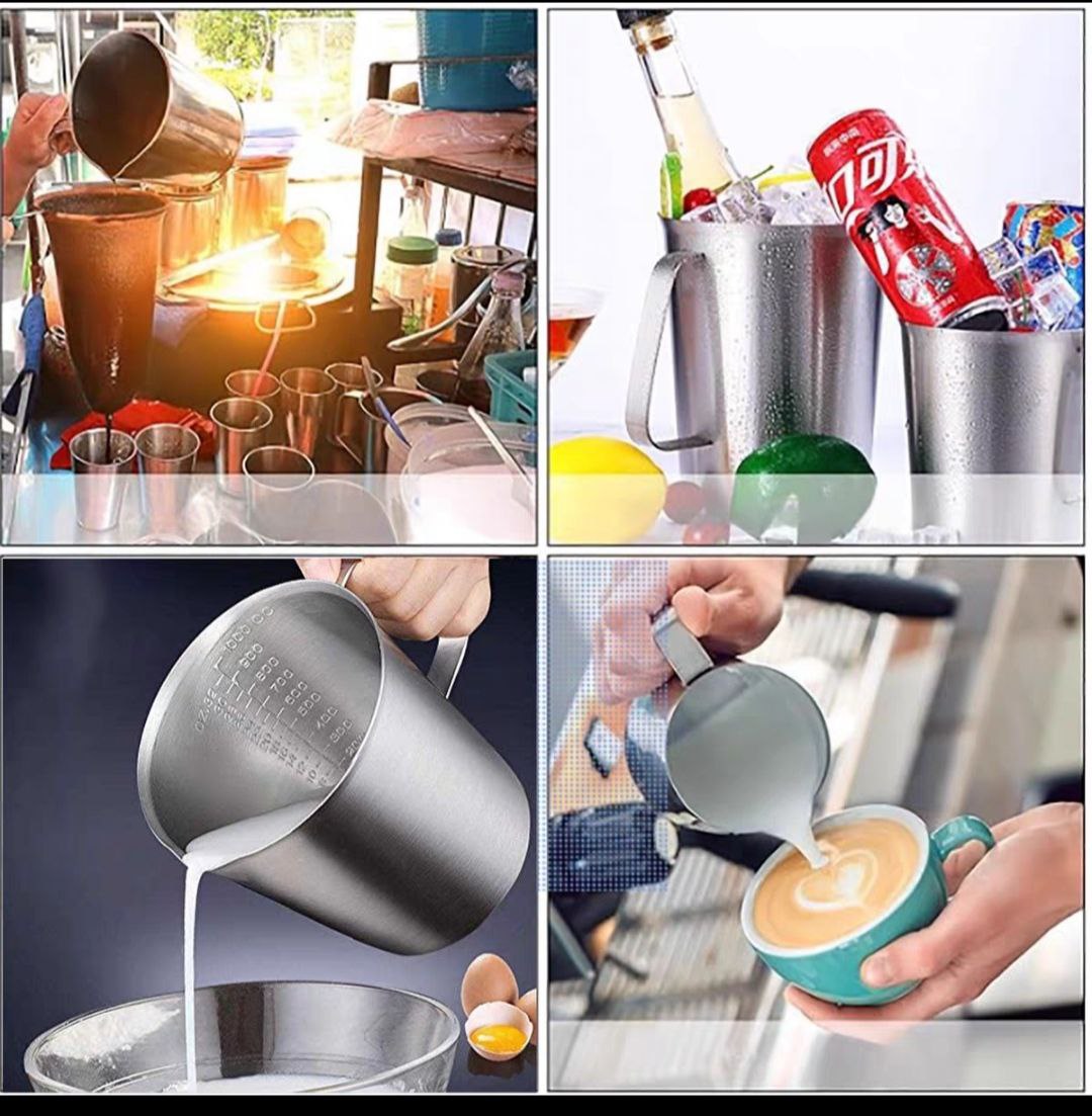 Ca định lượng có vạch CNC dõ nét Inox sus 304 cao cấp ( Ca đong nhiều size )