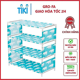 Kệ Giày Dép 4 Tầng Khung Inox Chắc Chắn - Hàng chính hãng ( Hoa văn giao ngẫu nhiên)