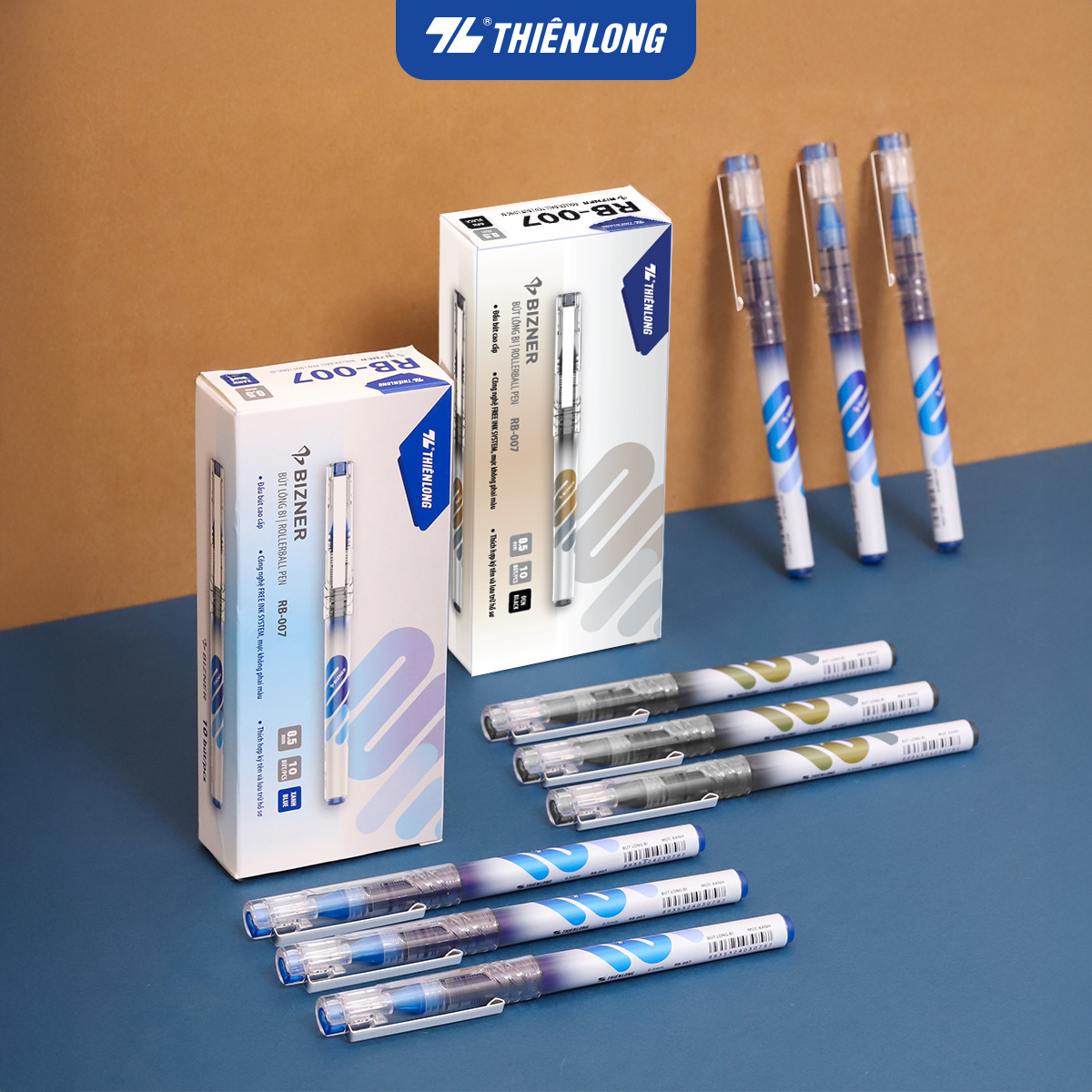 Bút lông bi - Rollerball Pen Thiên Long RB-007 - Công nghệ Free Ink System
