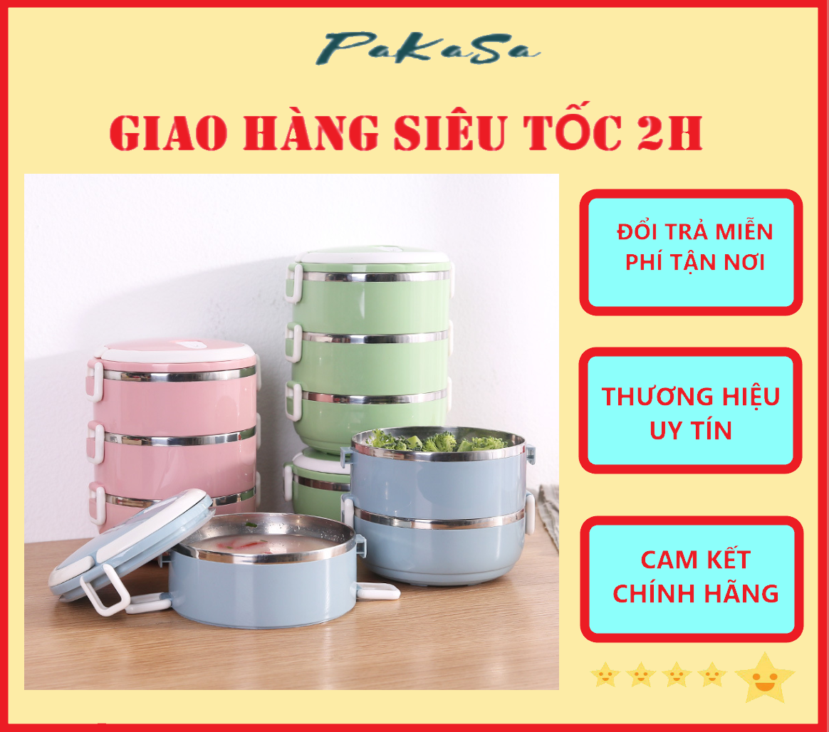 Hộp Cơm ( Cà Mèn ) Giữ Nhiệt Nhiều Tầng Có Thể Tách Rời Thành 1/2/3 Tầng Tùy Theo Nhu Cầu Mỗi Lần Sử Dụng - Hàng Chính Hãng