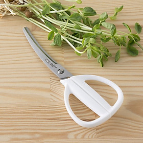 Kéo nhà bếp đầu cong Kai, hình dạng lưỡi cong cánh cung và răng cưa cho khả năng cắt tách thực phẩm một cách nhanh chóng và dễ dàng - nội địa Nhật Bản 