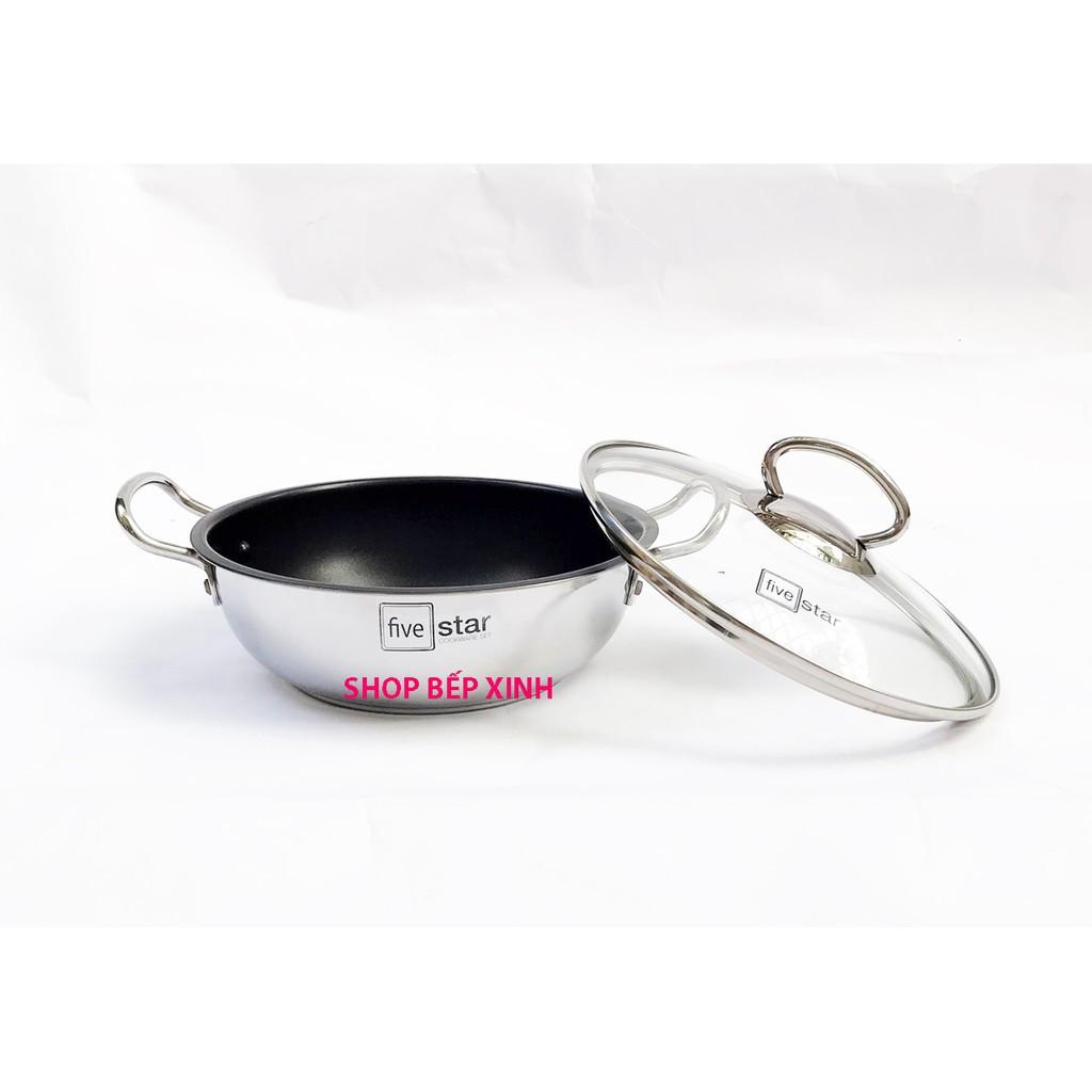 Nồi inox chống dính kho cá thịt Fivestar ( 18cm / 20cm / 22cm ) , tặng 1 sạn dừa, inox 430, bếp từ , gas, hồng ngoại