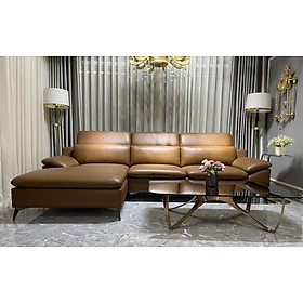 Sofa góc L da bò Italy Juno sofa màu nâu – SFLCT08 2m6  hàng cao cấp chuẩn da bò nhập khẩu Ý