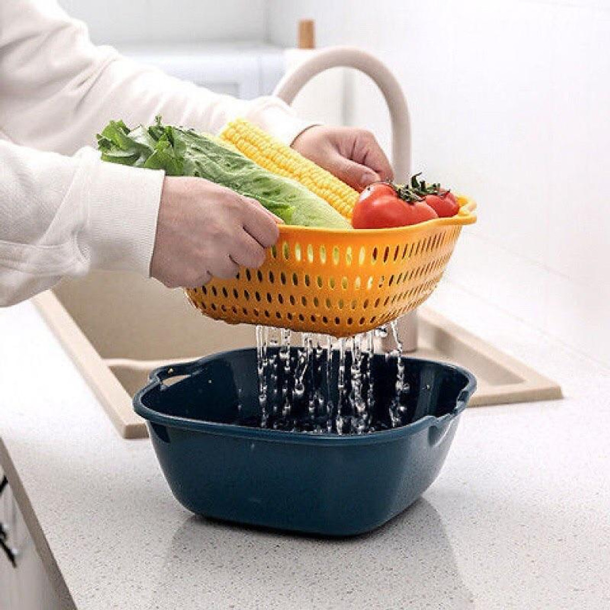 Sét Rổ 6 Món Chất Liệu Nhựa Cao Cấp, Bộ Rổ Kèm Chậu Đựng Đồ Đa Năng - Hàng loại 1. Chính Hãng MINIIN