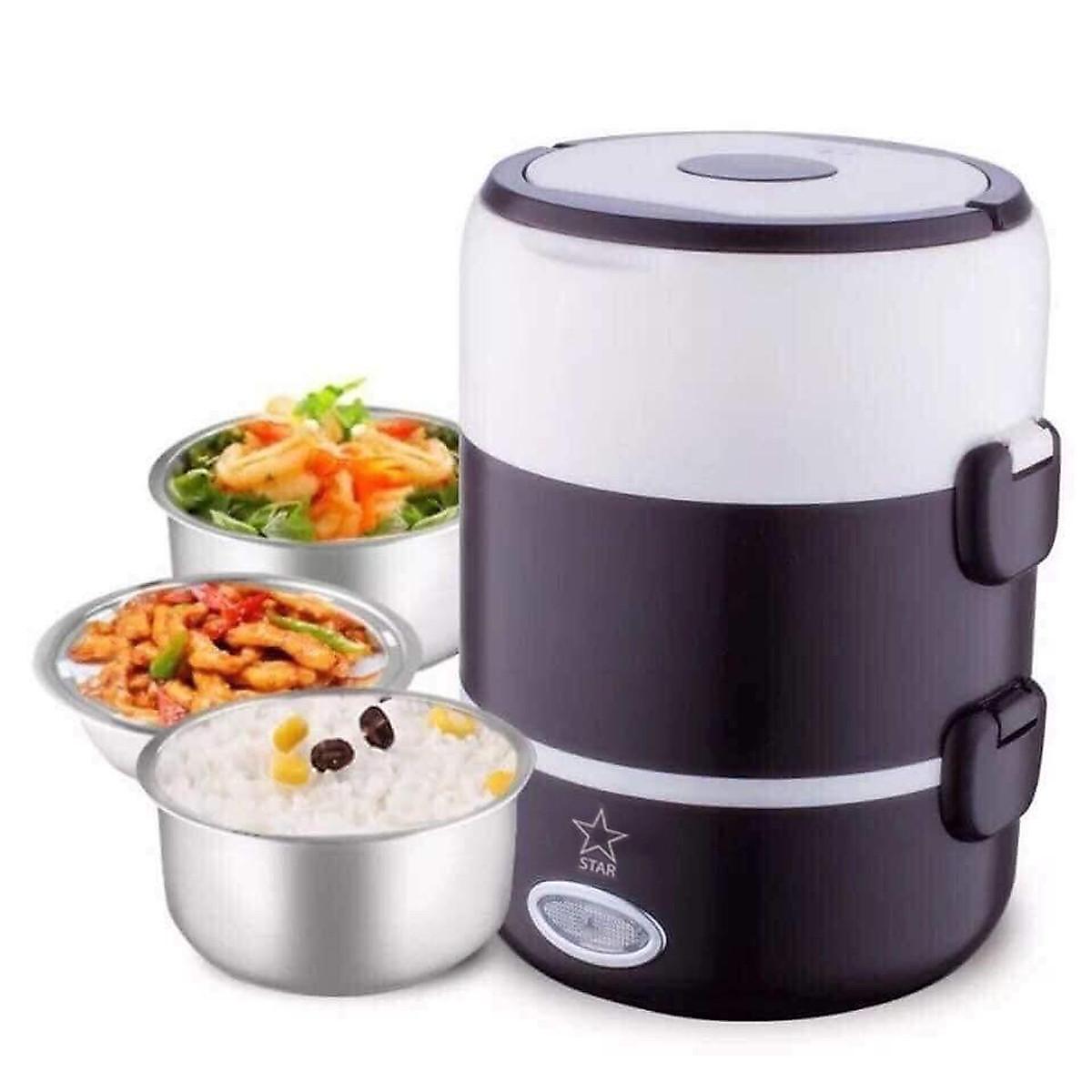 Bộ Hộp Cơm Giữ Nhiệt Văn Phòng Cao Cấp Cắm Điện inox 3 tầng - Hàng Chính Hãng