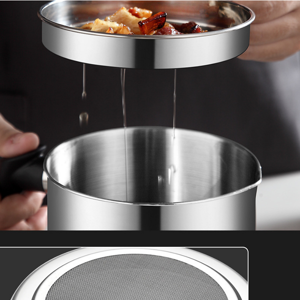 Ca Lọc Dầu Inox 304 Không Thấm Lọc Dầu Cực Trong ,Không Để Lại Cặn,Nguyên Chất Dầu Không Đen - Hàng Loại 1 - Chính Hãng MINIIN