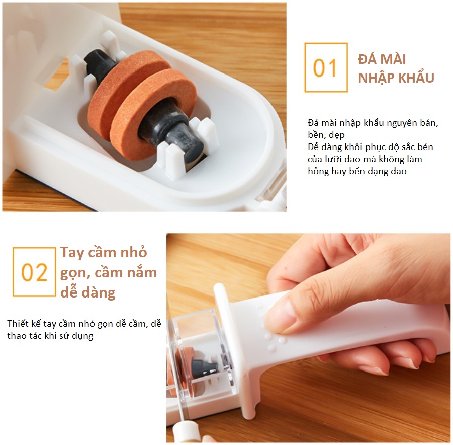 Dụng cụ mài dao cầm tay, dùng để mài sắc dao nhanh chóng, có tay cầm vững chắc không bị trơn trượt - nội địa Nhật Bản