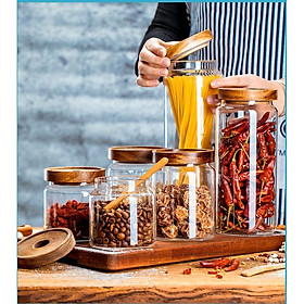 (SẴN) Hũ thủy tinh trơn đựng đồ khô 5 kích cỡ, hũ thủy tinh cao cấp, hũ đựng đồ khô 