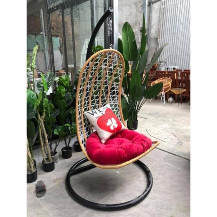 Hàng Siêu Cấp Xích đu đan, ghế lười, nôi treo thư giãn đọc sách sân vườn mây nhựa, dáng hình thìa - Giá Tại Xưởng