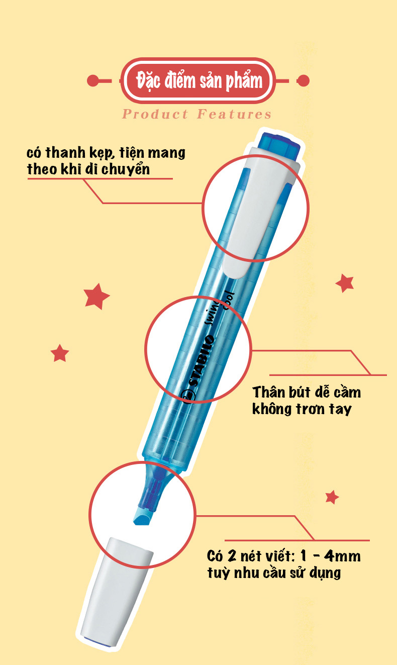 Bút dạ quang STABILO swing cool 275 - Tím phấn (155)