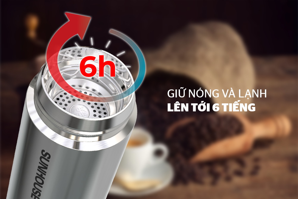 Bình giữ nhiệt inox 304 Sunhouse 450ml KS-TU450I