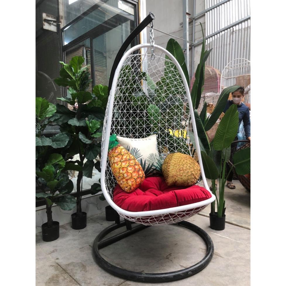 Hàng Siêu Cấp Xích đu đan, ghế lười, nôi treo thư giãn đọc sách sân vườn mây nhựa, dáng móc câu - Giá Tại Xưởng