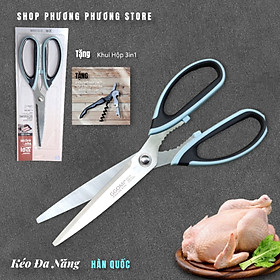 Kéo Hàn Quốc Nhà Bếp Kéo Cắt Gà Cắt Đồ Đa Năng Cao Cấp ( Tặng Khui Hộp 3 in 1 )
