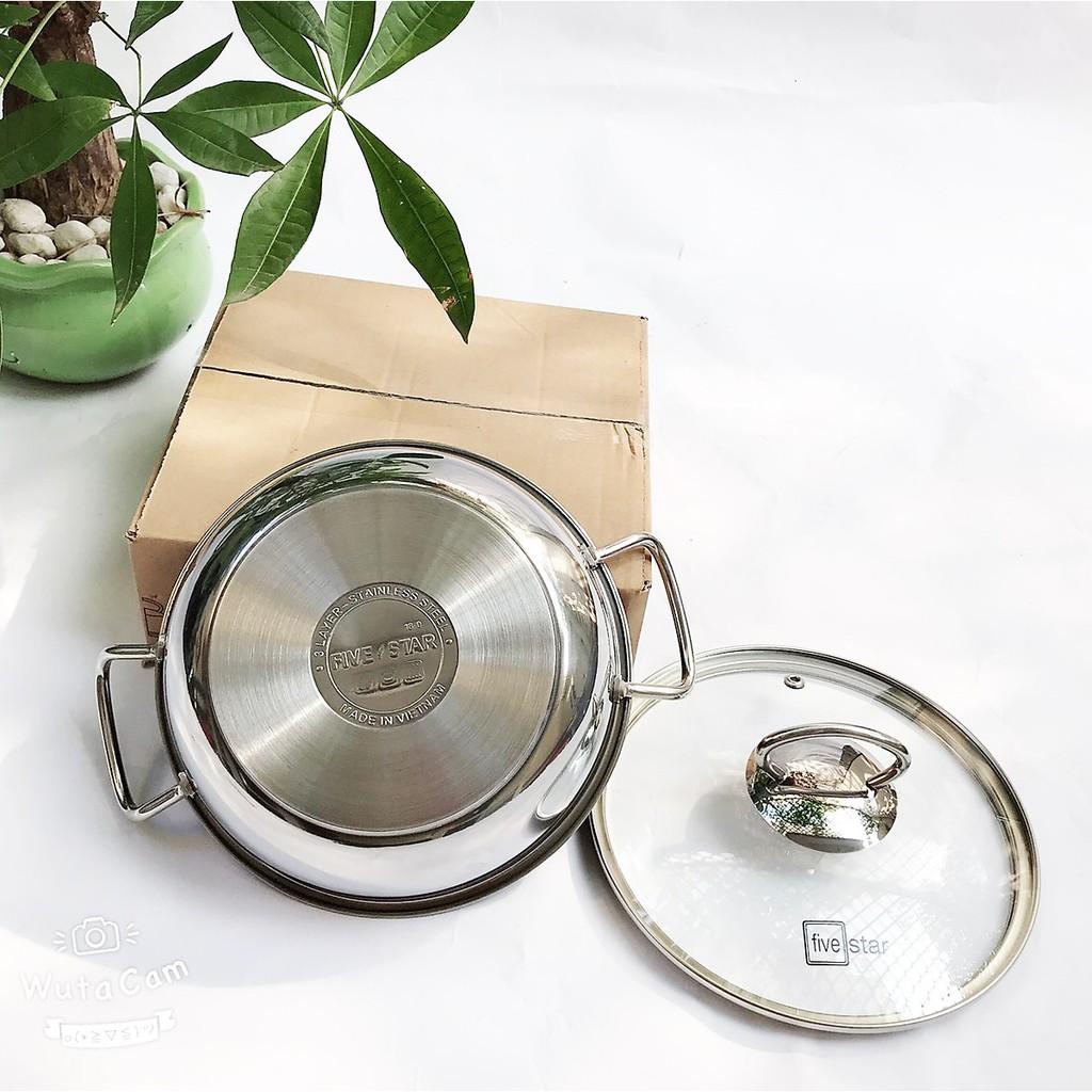 Nồi inox chống dính kho cá thịt Fivestar ( 18cm / 20cm / 22cm ) , tặng 1 sạn dừa, inox 430, bếp từ , gas, hồng ngoại