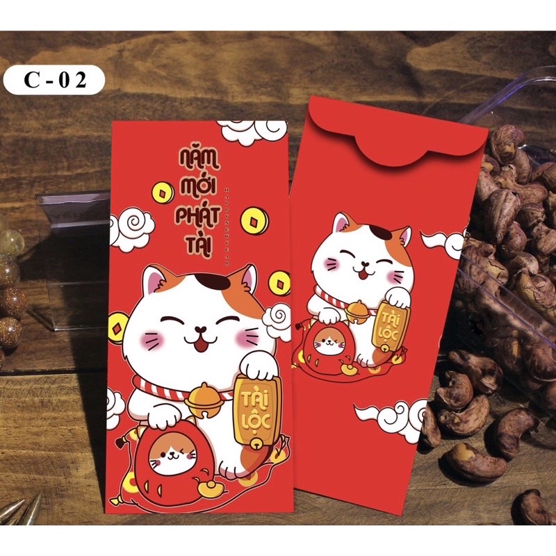 Com bo 10 xấp 100 bao xì xì Tết truyền thống đa dạng nhiều màu , nhiều mẫu dễ thương và cute