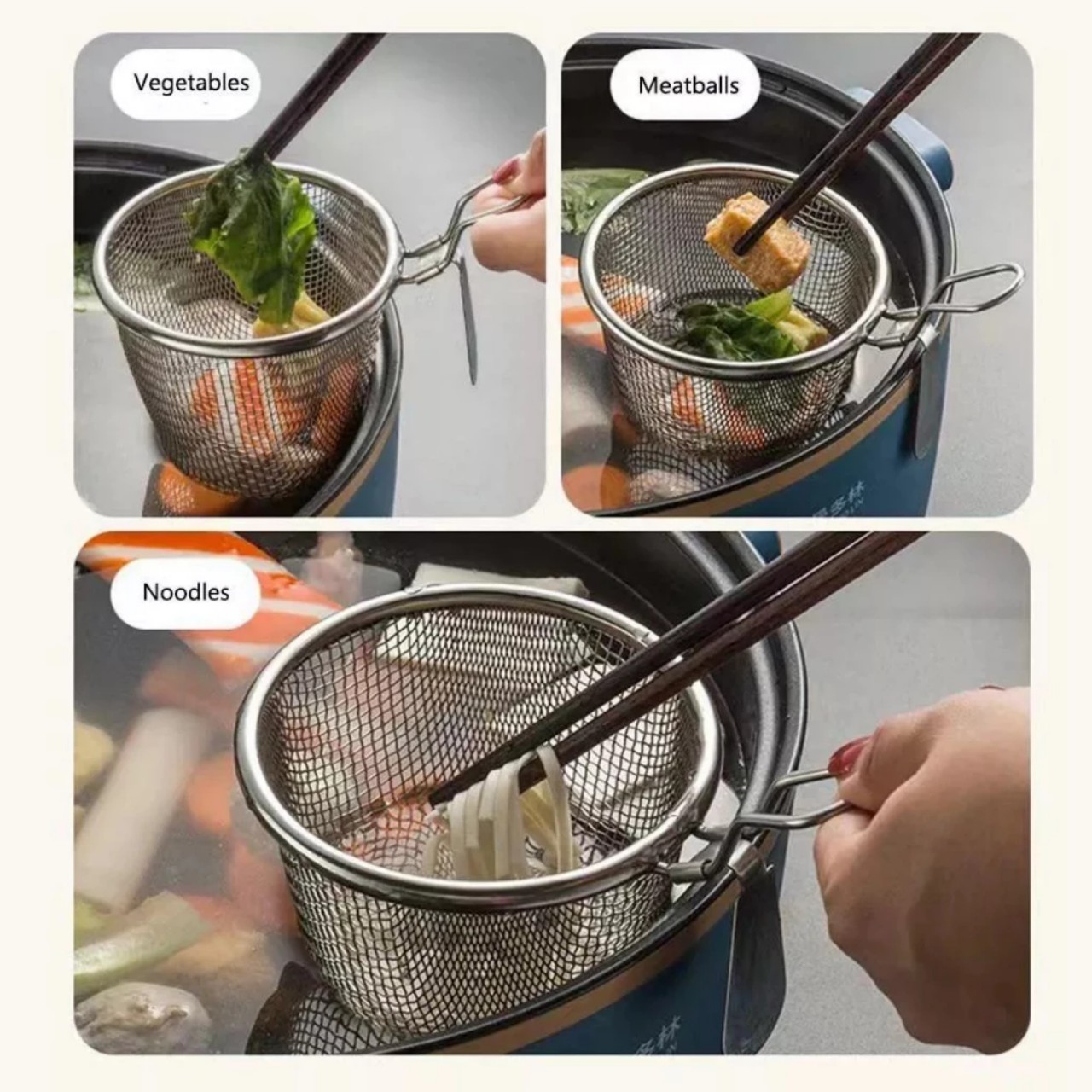 Giỏ Vớt Gia Vị nhúng Lẩu, Nhúng Mì Thép Không Gỉ 304 Tiện Lợi,Vợt Nhúng Lẩu Đa Năng - Hàng Chính Hãng MINIIN