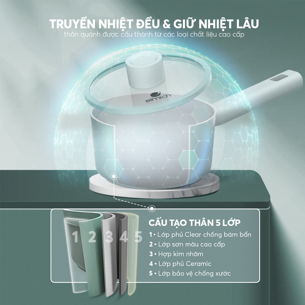 Nồi phủ sứ an toàn Elmich Verona EL-5525SK