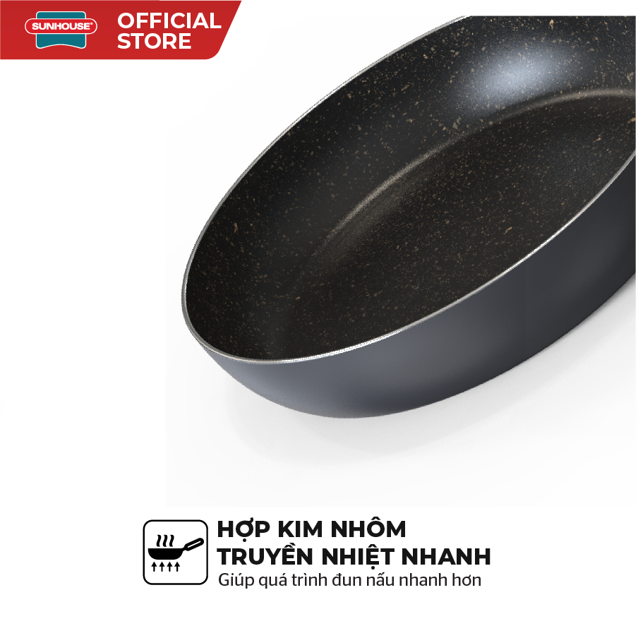 Chảo trơn vân đá Sunhouse CT Plus - Phủ sơn chống dính, dễ dàng làm sạch