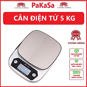Cân điện tử 5kg-0.1g màu bạc và đen 20x15cm - Hàng chính hãng