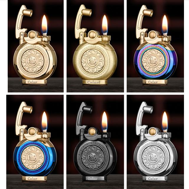 Vỏ Hột Quẹt Bật Lửa Xăng Đá Chief CF208 Thiết Kế Họa Tiết Hoa Sen Đẹp Độc Lạ - Dùng Xăng Bấc Đá Cao Cấp