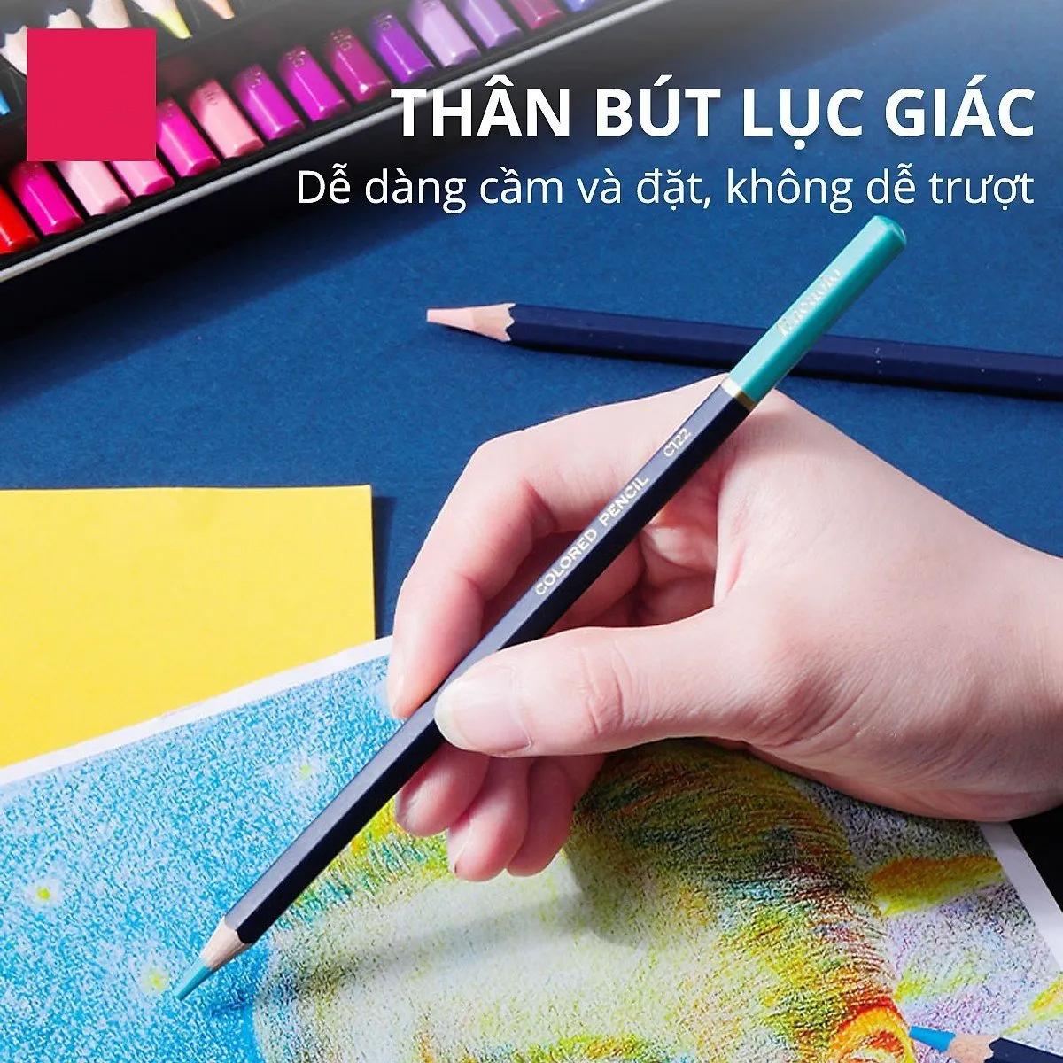 Hộp Thiếc 2 Ngăn 72 Bút Chì Màu + 1 Cọ Vẽ Finenolo - Deli EC129-72