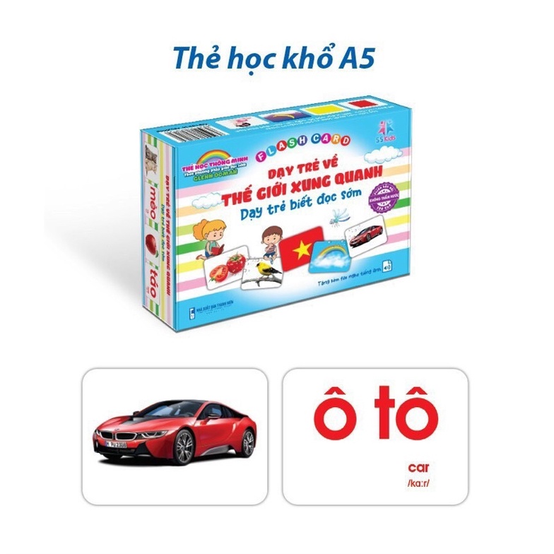 Sách - Thẻ học thông minh 16 chủ đề,khổ A5,chống thấm nước