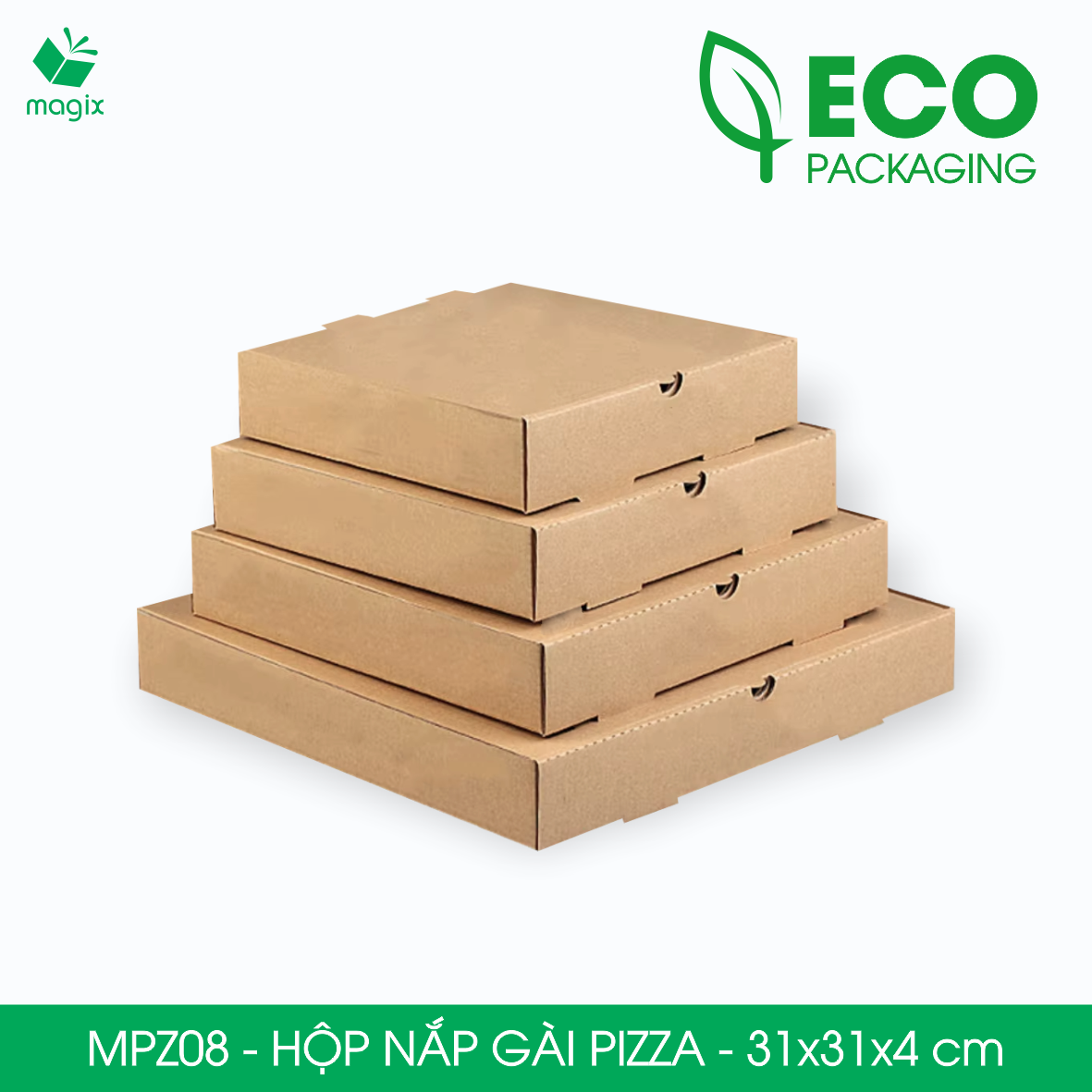 MPZ08 - 31x31x4 cm - 60 Hộp nắp gài pizza đa dụng - Hộp nắp gập, hộp carton gói hàng, hộp quà