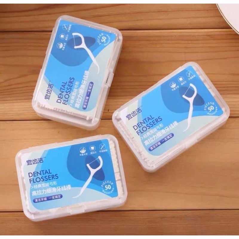 Hộp 50 cây tăm chỉ nha khoa ,an toàn dễ sử dụng và chăm sóc răng miệng