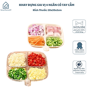 Khay Đựng Gia Vị 4 Ngăn Có Tay Cầm Nhựa Cao Cấp – Giải Pháp Tiện Lợi Cho Bếp - HÀNG CHÍNH HÃNG MINIIN