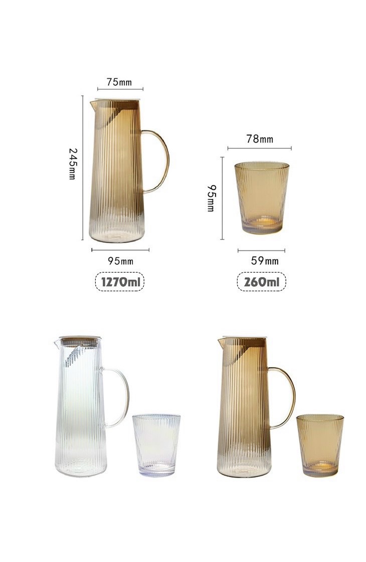 BỘ BÌNH ĐỰNG NƯỚC THỦY TINH CHỊU NHIỆT CAO CẤP KÈM 6 CỐC VÂN TĂM ( KHÔNG BAO GỒM KHAY ) - VD604