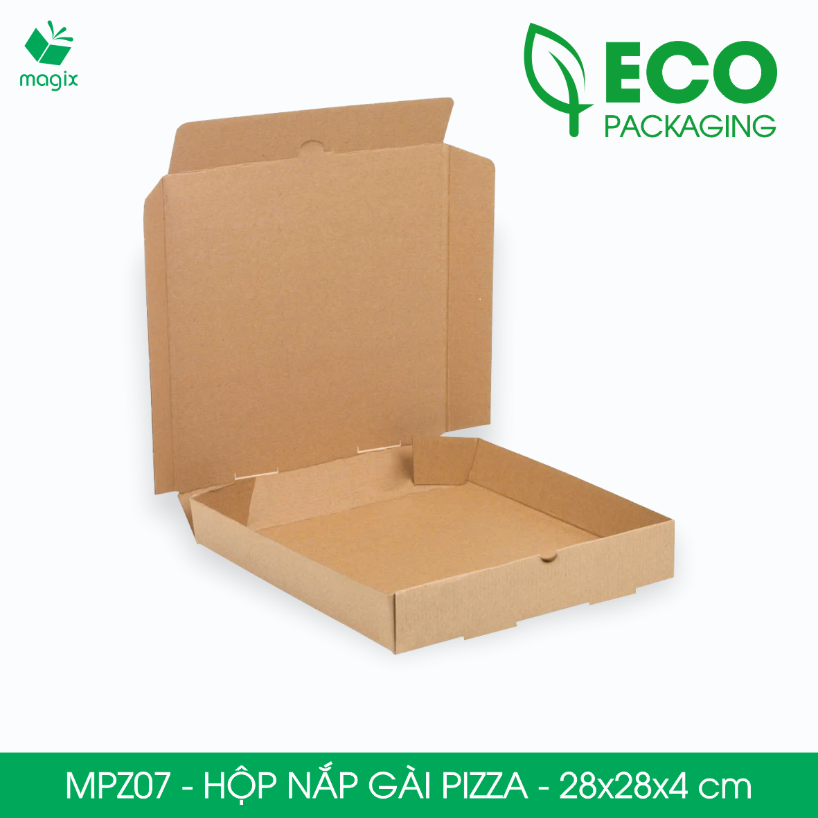 MPZ07 - 28x28x4 cm - 100 Hộp nắp gài pizza đa dụng - Hộp nắp gập, hộp carton gói hàng, hộp quà