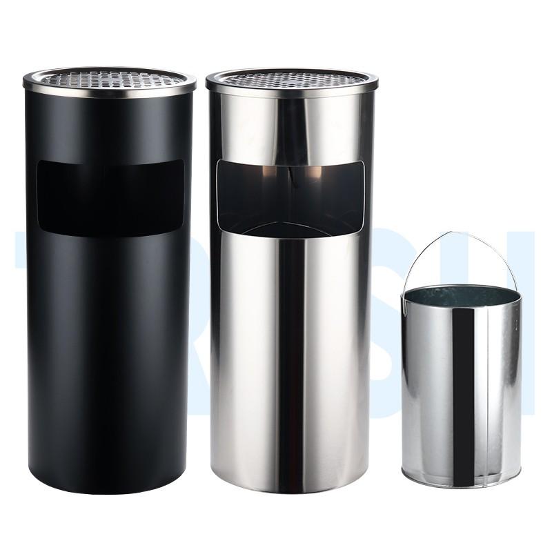 Thùng rác inox tròn, thùng rác inox gạt tàn tròn A - 035