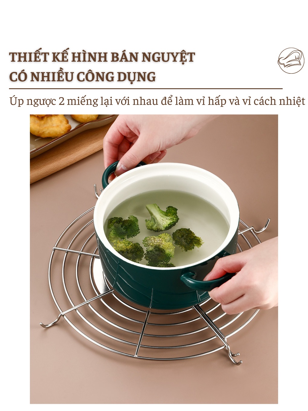 Vỉ Gác Chảo Chiên Rán Dầu Mỡ, Xửng Hấp Loại 26cm Bằng Inox